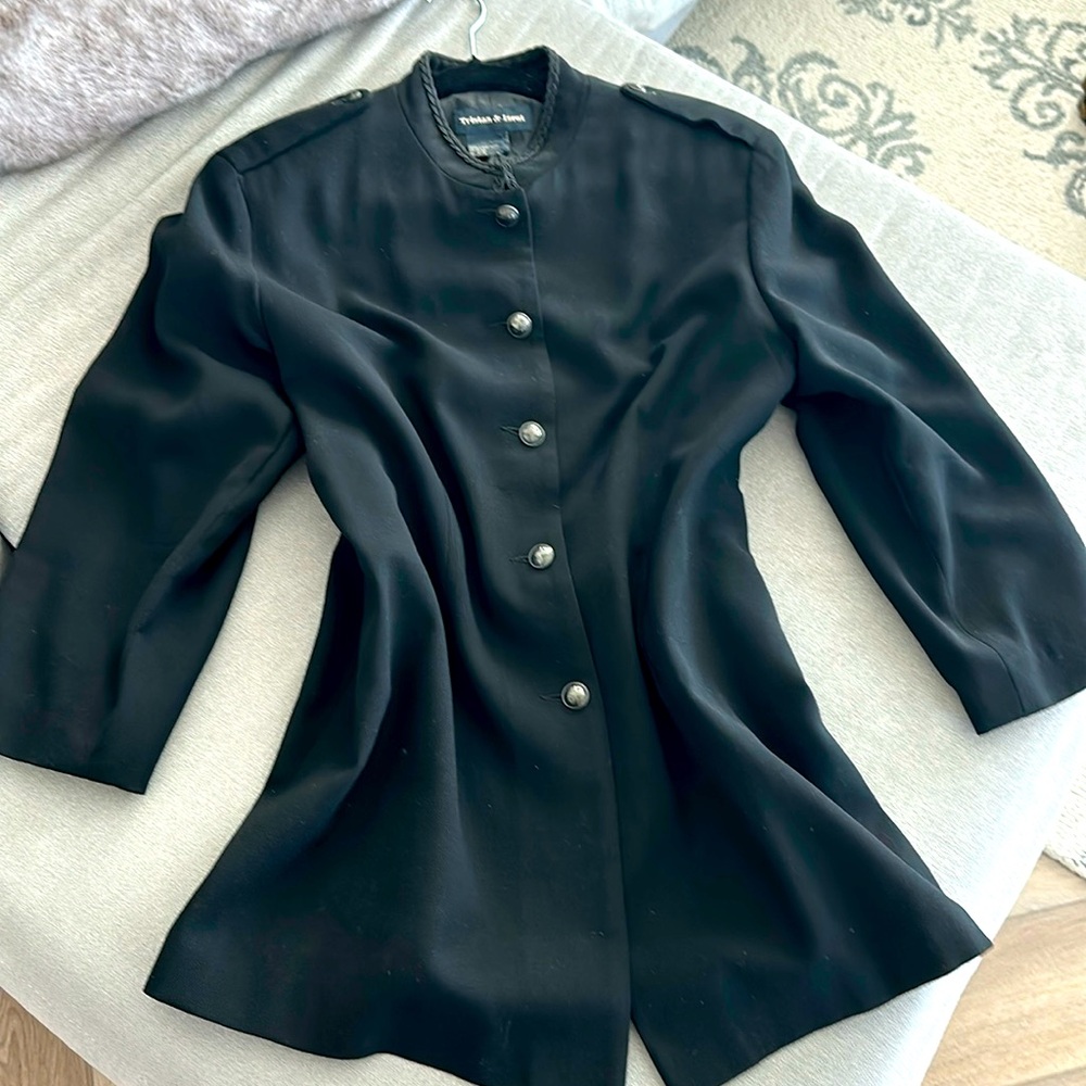 Wool, black fashion jacket. Size 12 🟢